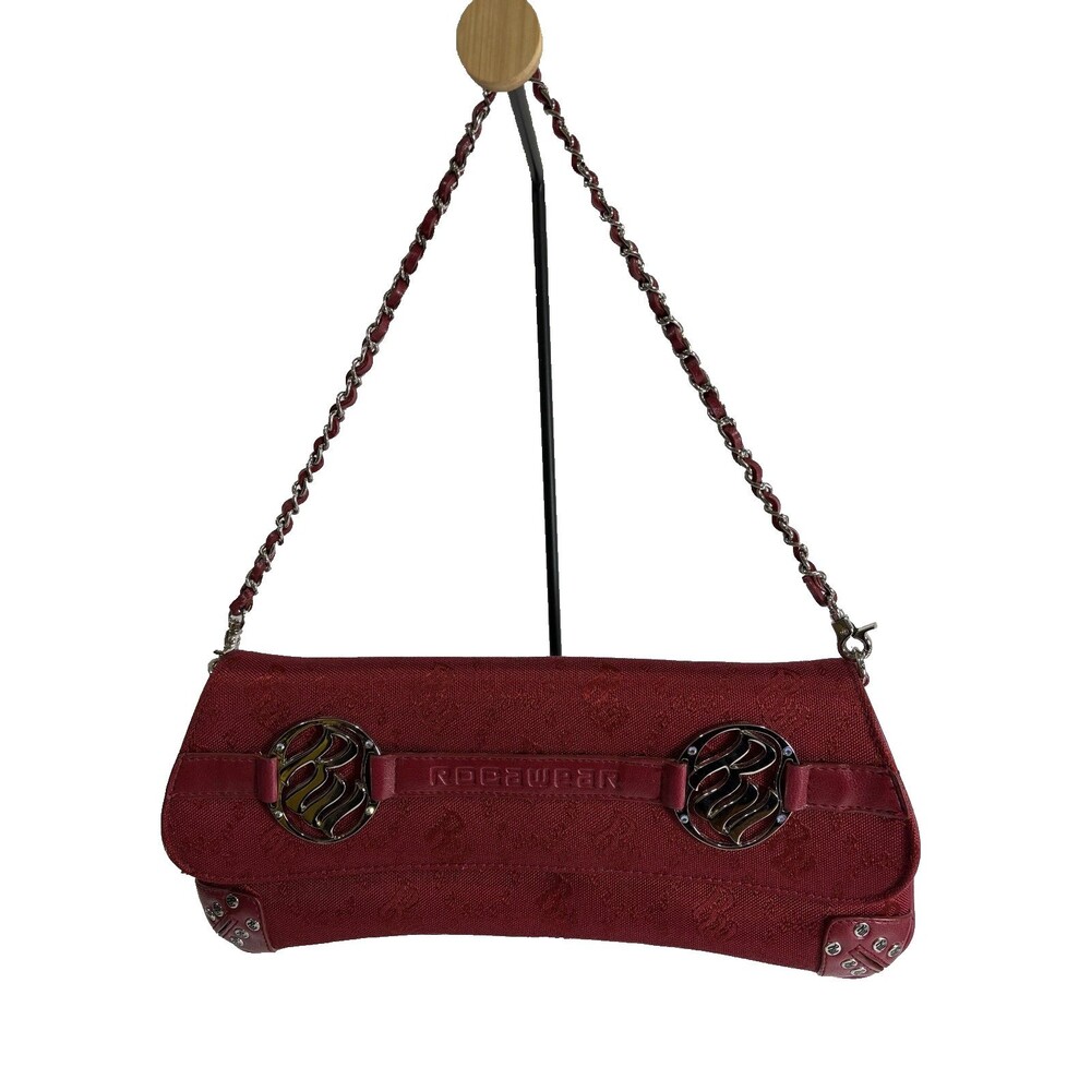 Rocawear Mini Shoulder Bag Hobo Red Canvas Leather RARE